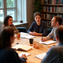 Book club members in discussion