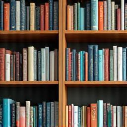 Shelves filled with diverse books